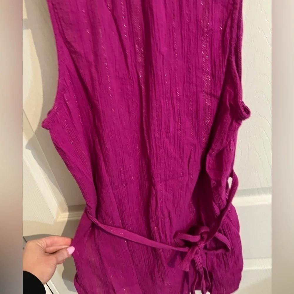 Anthropologie Maeve Fuchsia Batavia Sleeveless Metallic Top